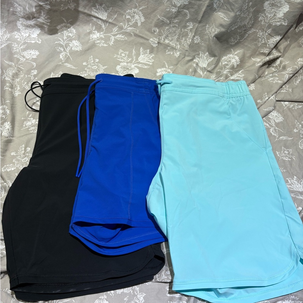 Lands End swim board shorts 12 quick dry attached panty blue aqua black large